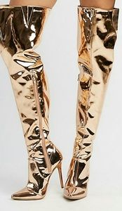 Rose gold knee high heels